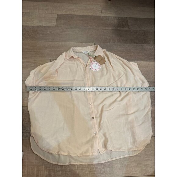 Light Peach Umgee Womens Sleeveless Button-Up Blouse Rayon Fabric Size S - Picture 3 of 6
